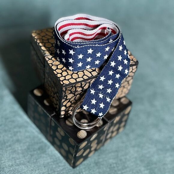 🔥❤️🔥 25” USA Stars & Stripes Patriotic Belt Unisex Double Loop Buckle EPC - Picture 1 of 11